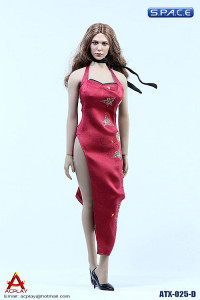 1/6 Scale red patterned Cheongsam Dress Set