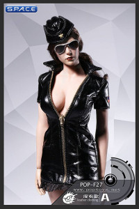 1/6 Scale Female Leather Flight Outfit Set black