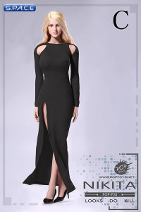 1/6 Scale Bare-Shouldered Evening Dress Suit black