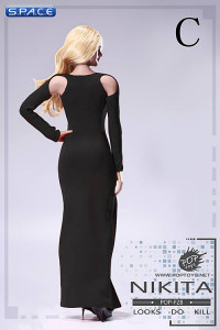 1/6 Scale Bare-Shouldered Evening Dress Suit black