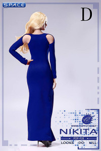 1/6 Scale Bare-Shouldered Evening Dress Suit blue