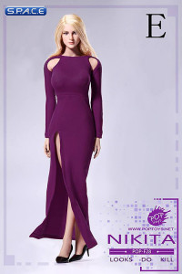 1/6 Scale Bare-Shouldered Evening Dress Suit purple