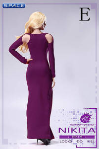 1/6 Scale Bare-Shouldered Evening Dress Suit purple