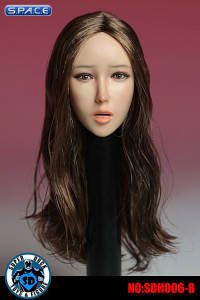 1/6 Scale Female Head Sculpt with tongue (long brown hair)