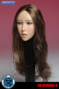 1/6 Scale Female Head Sculpt with tongue (long brown hair)