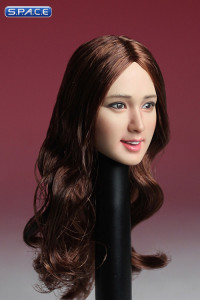 1/6 Scale Female Asian Head Sculpt (brunette long curly Hair)