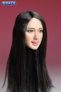1/6 Scale Female Asian Head Sculpt (black long Hair)