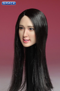 1/6 Scale Female Asian Head Sculpt (black long Hair)