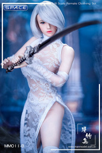 1/6 Scale Miss 2Bs Lace Cheongsam Set white