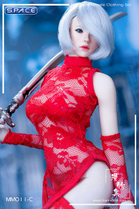 1/6 Scale Miss 2Bs Lace Cheongsam Set red