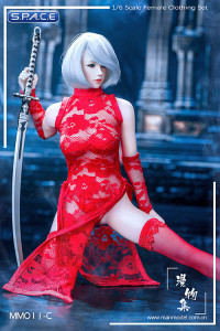 1/6 Scale Miss 2Bs Lace Cheongsam Set red