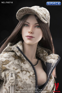 1/6 Scale Supermodel Female Body with brown straight hair Head Sculpt