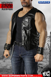 1/6 Scale Male Leather Sleeveless Moto Jacket Set