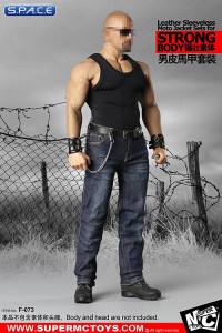 1/6 Scale Male Leather Sleeveless Moto Jacket Set