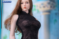 1/6 Scale High split translucent Cheongsam Dress black