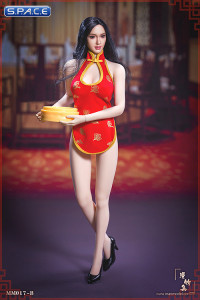 1/6 Scale red Cheongsam Waitress Dress Set