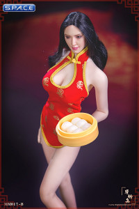 1/6 Scale red Cheongsam Waitress Dress Set
