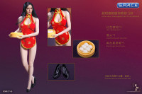 1/6 Scale red Cheongsam Waitress Dress Set