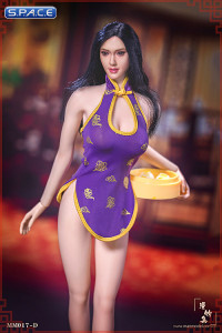 1/6 Scale purple Cheongsam Waitress Dress Set