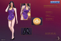 1/6 Scale purple Cheongsam Waitress Dress Set