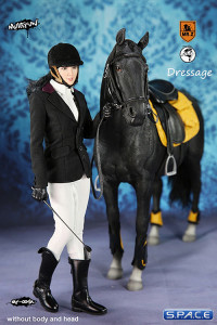 1/6 Scale black Horse and Dressage Outfit Set