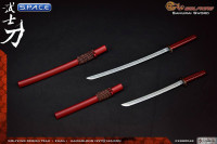 1/6 Scale red Samurai Sword Set