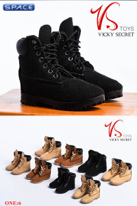 1/6 Scale black suede-optics female Boots