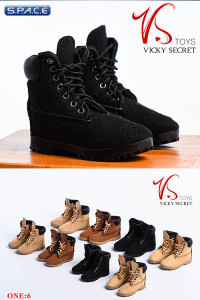 1/6 Scale black suede-optics male Boots