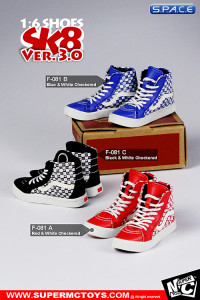 1/6 Scale red & white checkered Suede Shoes