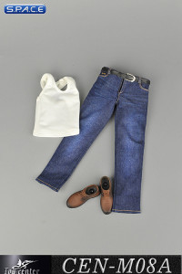 1/6 Scale white Tanktop & Jeans Set