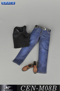 1/6 Scale black Tanktop & Jeans Set