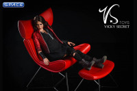 1/6 Scale red Designer Chair with Ottoman