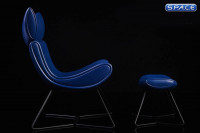 1/6 Scale blue Designer Chair with Ottoman