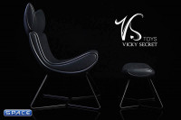 1/6 Scale black Designer Chair with Ottoman