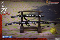 1/6 Scale black Samurai Sword with Rack