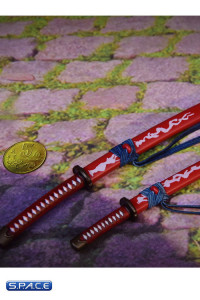 1/6 Scale red Samurai Sword with Rack