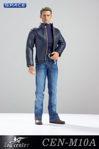 1/6 Scale Steves blue Casual Leather Jacket Outfit