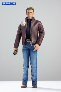 1/6 Scale Steves bordeaux Casual Leather Jacket Outfit