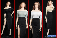 1/6 Scale shoulder-free body with pencil skirt (grey/black)