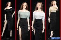 1/6 Scale shoulder-free body with pencil skirt (white/black)