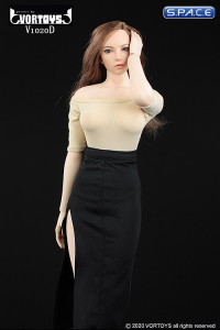 1/6 Scale shoulder-free body with pencil skirt (beige/black)