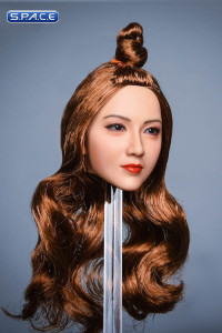 1/6 Scale Saki Head Sculpt (brown hair with Messy Bun)