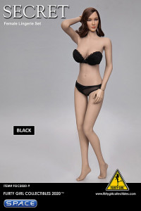 1/6 Scale Strapless Bra and Panty Set (black)