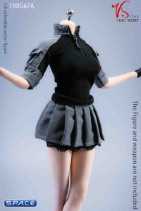 1/6 Scale Tennis Skirt with Sweatshirt (grey/black)