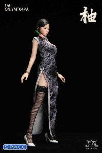 1/6 Scale Pomelo Head Sculpt with Leopard Cheongsam Dress Character Set (grey)