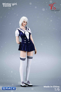 1/6 Scale Winter School Girl Character Set with white Coat