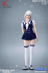 1/6 Scale Winter School Girl Character Set with white Coat