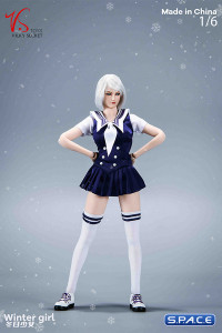 1/6 Scale Winter School Girl Character Set with white Coat