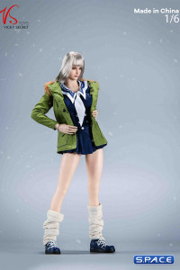 1/6 Scale Winter School Girl Character Set with green Coat