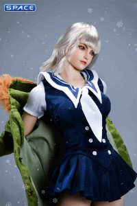 1/6 Scale Winter School Girl Character Set with green Coat